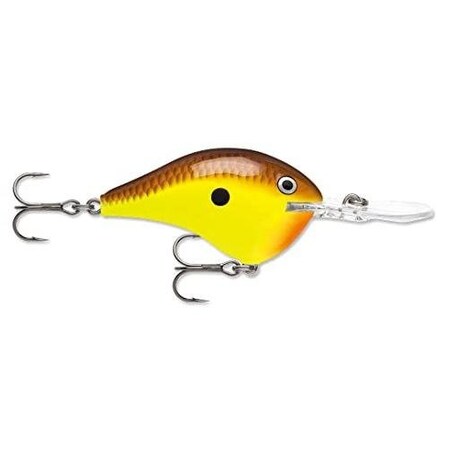 Rapala Dt 08, Balsa, 2 38 Oz, Running Depth 8', Vmc 5 Trebles, Chartreuse Brown DT08CTB